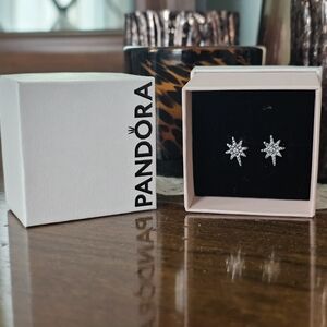 Pandora Sterling Silver Pave Starburst Earrings [NEW in Box]